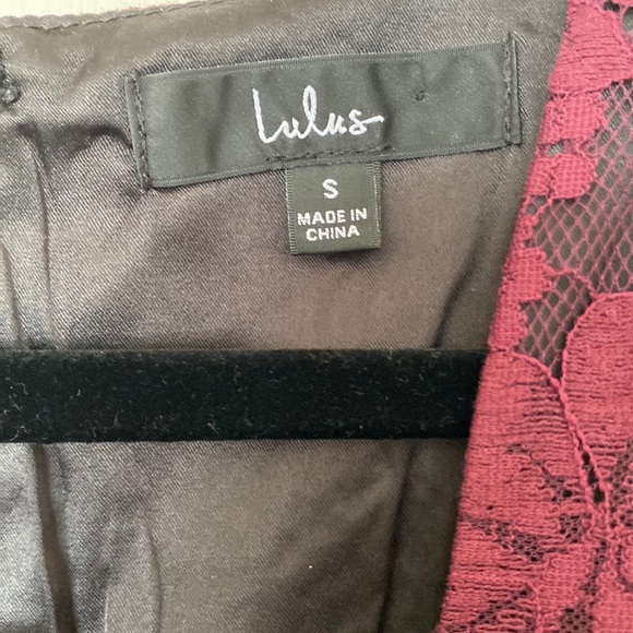 Lulu's Molinetto Lace Ruffled Tiered Sleeveless Maxi Dress in Burgundy, Size S - Picture 5 of 14